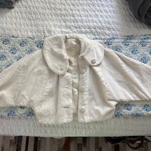 Vintage White Rabbit Batwing Fur Jacket - Small